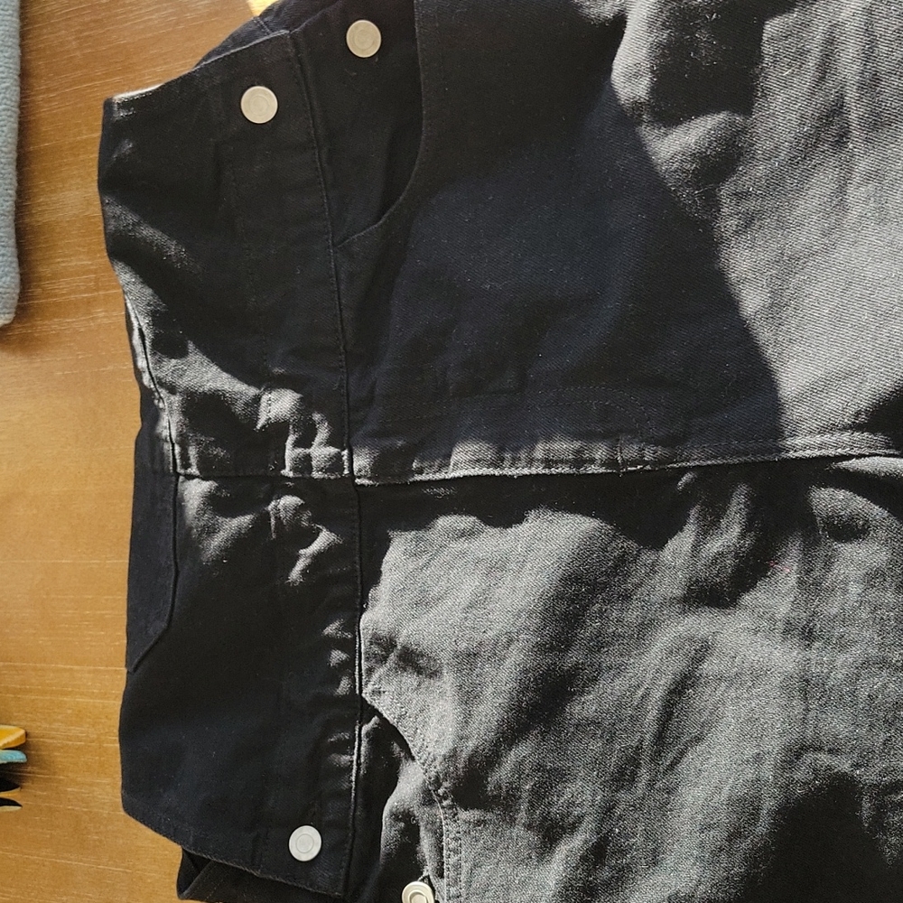 ASOS BLACK RIGID DENIM BIB OVERALLS - Picture 7 of 11